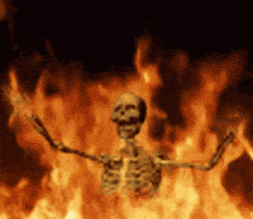 scairy ass burning skeletonian on fire